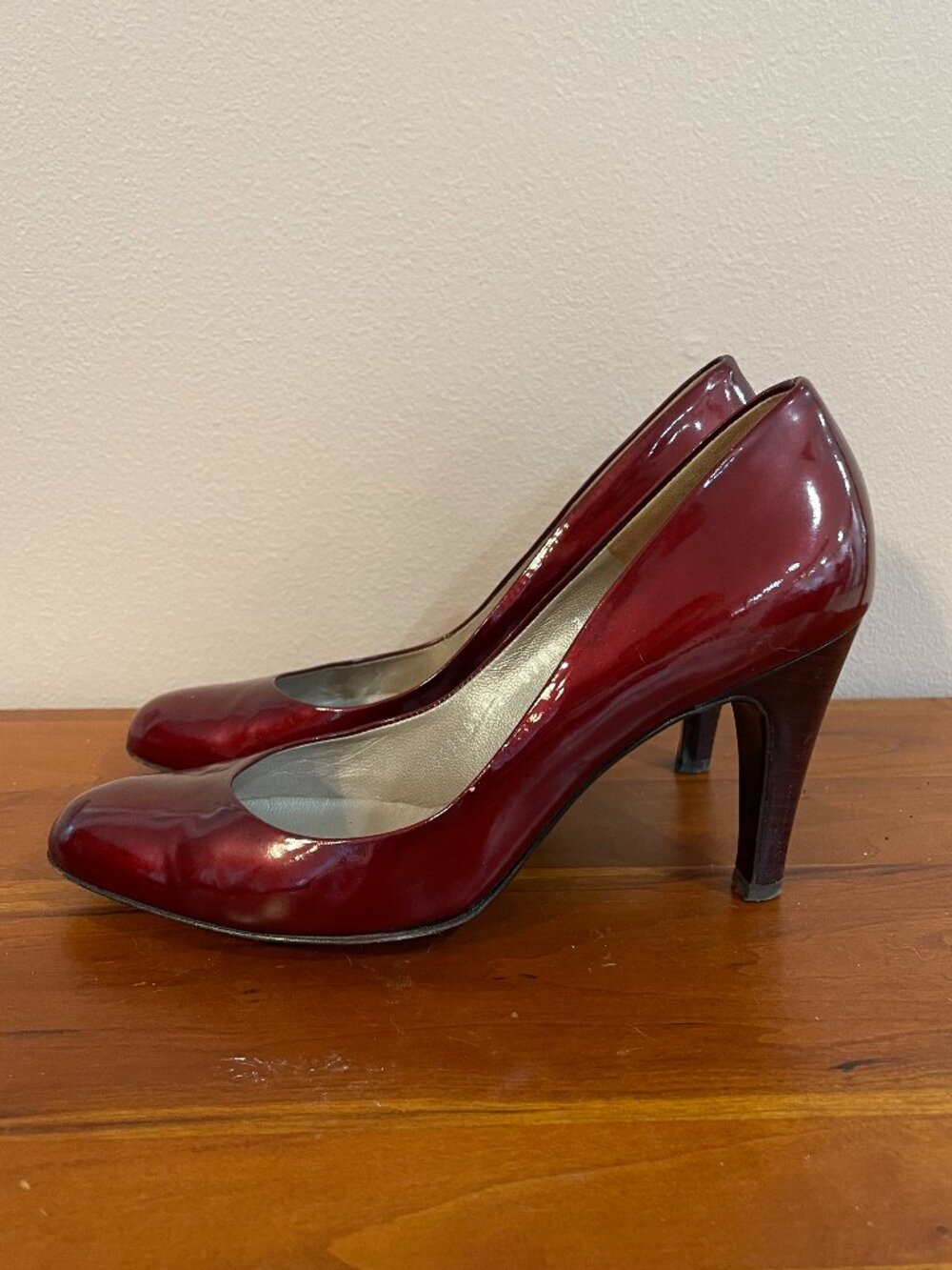 Dark Red Patent Ferragamo 3 Inch Heels Size 7